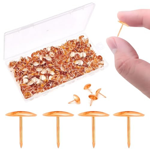 VAPKER Reißzwecken, 600 Stück, rotgoldene Reißzwecken, 10 mm, flacher Stahl, Standard-Reißzwecken, Metall-Pinnnadeln für Korktafel, Büro, Schule