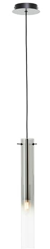 Brilliant Lampe Glasini Pendelleuchte 1flg schwarz matt/rauchglas Aluminium/Kunststoff schwarz 1x C35, E14, 25 W
