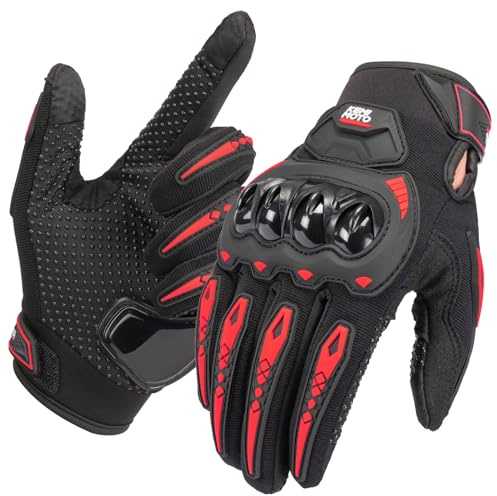 KEMIMOTO Motorradhandschuhe Herren, Atmungsaktive Motorrad Handschuhe mit Hartschalen-Knöchelschutz und Touchscreen, für Motorrad, Fahrrad, Roller