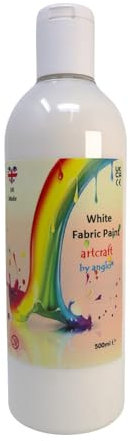 artcraft by anglo White Fabric Paint in 500ml Bottle, Non-Toxic Washable Permanent Textile Paints for Schools Supplies and Kids Art & Craft Projects.