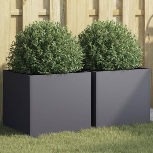 LAPOOH Jardineras 2 uds Acero Laminado en frío Antracita 42x40x39 cm, Huerto Urbano Terraza, Jardineras Exterior, Jardineria Maceteros, Mesa De Cultivo, Huerto En Casa - 841552