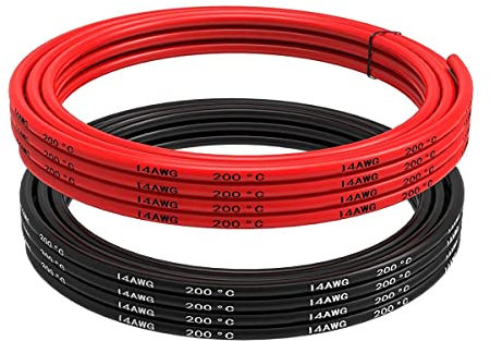 Gruiqrd Alambre de silicona de calibre 14, 6 metros, 2,07 mm², 14 AWG (3 metros negro y 3 metros rojo), suave y flexible, baja impedancia