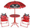 WRJENFSC Lounge Möbel Outdoor Balkon Sitzgruppe Patio Lounge Stuhl 3-TLG. Garten-Bistro-Set für Kinder mit Sonnenschirm Rot Geeignet für Garten, Hinterhof, Rasen, am Pool