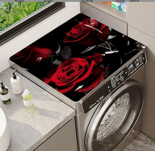 Treer Housse Machine à Laver Absorbants Séchage Rapide, Tapis de Protection Antidérapant Universelle Douce et Découpable pour Machines à laver, Sèche-linge, Réfrigérateur (40x50cm,Noir)