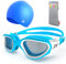 ZIONOR Schwimmbrille Kinder Badekappe, G1MINI Polarisiert Anti Nebel UV-Schutz Schwimmbrille für Mädchen und Jungen (Jahre 8-14) (Blaue Badekappe, Blau-Rauch polarisiert)