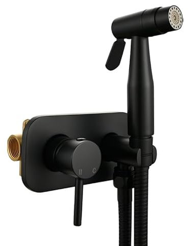 Handheld Bidet Sprayer Kit Single Handle Toilet Jet Wash Spray with Hot and Cold Water Seat Brass Black Dual Mode