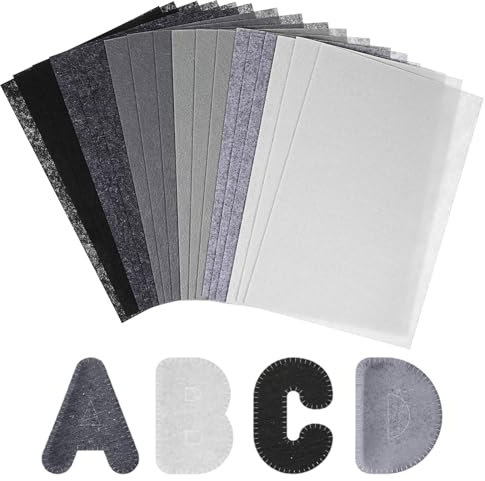 18 Stück 30 X 20 Cm Filzstoff Zum Basteln 1mm Stark Filz Bastelfilz Weicher Filzplatten Wollfilzplatten Stoff Filzblätter Für Handarbeit DIY Dekorationen Bastelstoffstücke(Schwarz,Weiß,Grau)