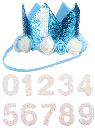 ORFOFE Geburtstagshut Für Mädchen Zahlen Krone Hut Blume Oxford-stoff Foto-requisiten Für Kinderparty