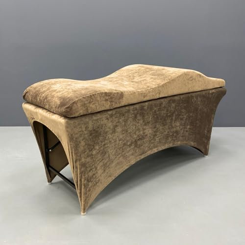 Untitled Wave Matratze mit Memory Foam 190x70 für Kosmetikliege, Massageliege, mit Bezug aus Velours | für Wimpernverlängerungen, PMU - Camel