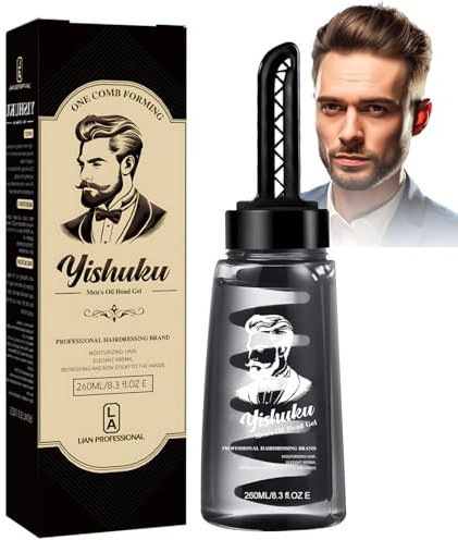 Miioto Haarstyling-Gel für Männer, 260ml 2-in-1-Haarwachsgel mit Kamm, Haargel Herren Haarwachs Männer, Haarstyling-Gel zum Modellieren der Haare und natürliches Stylen der Haare, Langanhaltendes (B)