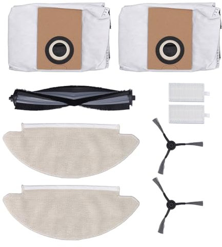 CHEOTIME Staubsauger Zubehör Set, kompatibel mit VIOMI Alpha 2 pro Roboter-Staubsauger, 1 Hauptbürste, 2 Seitenbürsten, 2 Filter, 2 Wischtücher, 2 Staubbeutel