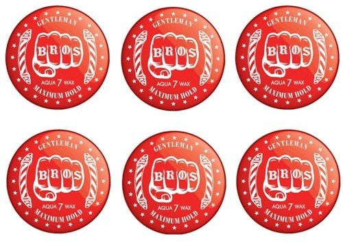 6x BROS Professionelles Aqua Wax Friseur Haarwachs Barber Shop (6er Pack, Rot)