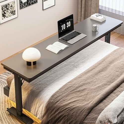 Betttisch – höhenverstellbarer Rolltisch auf Rollen für Laptop, Mobilheim, Krankenhausgebrauch, praktischer Arbeitsplatz für Schlafzimmer und Wohnräume