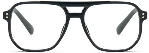 Lanomi Large Double Bridge Reading Glasses Women Mens Plastic Pilot Style Blue Light Blocking Reader Eyeglasses