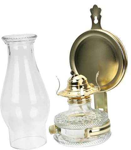 MAGICLULU Petroleumlampe Mit Glasabdeckung Rustikale Öllampe Für Innenbereich Petroleumlicht Für Zuhause Einfache Bedienung Hohe Lichtdurchlässigkeit