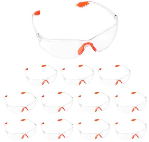 12 Paires De Lunettes De Sécurité Transparentes En Plastique Avec Pont-De-Nez Et Embouts De Branches En Caoutchouc Pour Plus De Confort, Idéales Pour La Soudure, Le Laboratoire Et La Construction