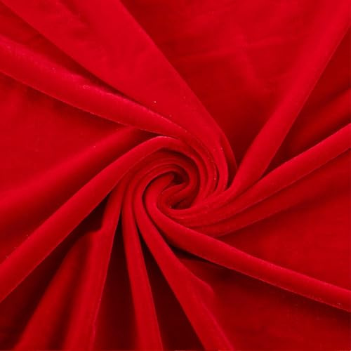 Pannesamt Stoff, Samtstoff Meterware Glänzender Stretch Samt, 155-160 cm Breit, Länge 2M, für Vorhänge Gardinen Bühne Kostüm Kleid Bekleidung Tischdecke Dekostoff (Rot)