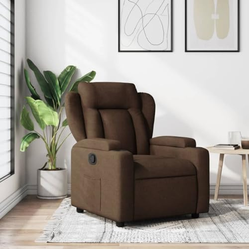 Refined Sessel mit Liegefunktion, Fernsehsessel Verstellbare Rückenlehne Liegesessel Ruhesessel Polstersessel Relaxsessel Braun Stoff