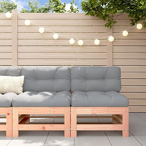 IBUQDDV Mittelsofas mit Kissen 2 STK. aus Massivholz Douglasie für Garten Terrasse Outdoor Lounge Set Modulares Design Langlebiges Holz Sofa