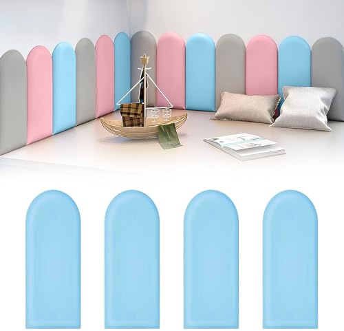 Panneaux muraux 3D - En polyuréthane imperméable - Rembourrage mural autocollant pour chambre d'enfant - Coussin mural autocollant - Pour tête de lit, lit - Bleu ciel