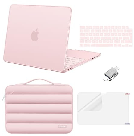 MOSISO Compatible with MacBook Neo Case 13 inch 2026 A3404, Blush | 5 in 1 Scratch-Resistant Hard Shell for Mac Neo 13 inch A18 Pro chip,Puffy Sleeve Bag,Keyboard Skin,Screen Protector&Type C