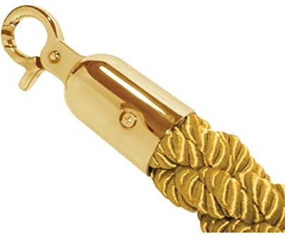 Bolero Premium Seilabsperrung 1,5 Meter, goldfarbenes Seil, Messingende, Seil mit weicher Textur – ideal für Clubs, Bars und Restaurants, Y806