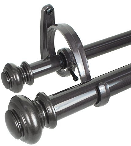 Decopolitan Vorhangstangen-Set für Doppelfenster, urnenförmiger Abschluss, 1 Zoll, Stahl, Bronze, 36 to 72