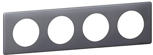 LEGRAND | Plaque 4 Postes Schiste, Céliane Collection Poudré, Finition Mat Élégante, Montage Horizontal Ou Vertical, Compatible Avec Supports Universels