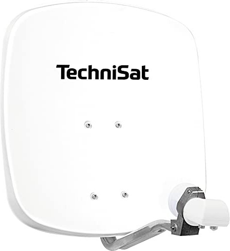 TechniSat DIGIDISH 45 - Satelliten-Schüssel für 2 Teilnehmer (45 cm kleine Sat Anlage - inkl. Wandhalterung, An-Rohr-Fitting zur Montage am Mast (30-63 mm) und Universal Twin-LNB) weiß