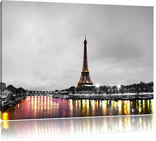 Tour Eiffel à Paris Impressionnant noir / blanc Taille: 80x60 sur toile, XXL énormes Photos complètement encadrée avec civière, impression d'art sur murale avec cadre, moins cher que la peinture ou une peinture à l'huile, pas une affiche ou une bannière,