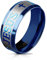 Paula & Fritz® gebürsteter Edelstahl Damen-Ring Verlobungs-Ring Freundschaftsring Herrenring Partnerring Jesus Kreuz Gravur blau R-M5870B 60 (19)