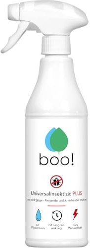boo! Plus - Extra Starkes Insektenspray - Insektenschutz als Spray Gegen Mücken, Milben, Bettwanzen Etc - Insektizid auf Wasserbasis - Langzeitwirkung von bis zu 3 Monaten - 500 ml