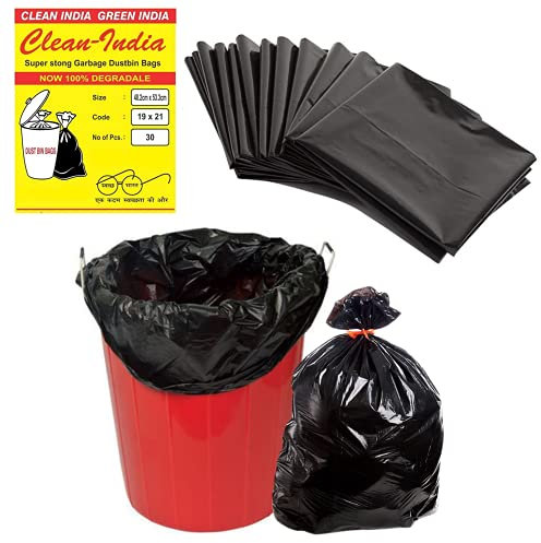 Clean India Garbage Bags Medium for Home 90 Pcs, Dustbin Bags, Recyclable Garbage Bag | Size 19 x 21 Inch (30 Pcs X 3) - Black | dustbin Covers/Plastic Bag