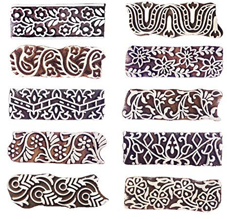 Royal Kraft Rand Hölzern Drucken Stempel (Set von 10) - DIY Henna Stoff Textil Papier Ton Töpferei Blöcke Htag2177