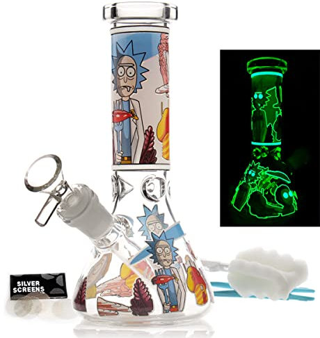 Glass Bong with percolate, Mini Bong with 14.5mm Bong Bowl Height 20cm Weight 400g Glass Pipe for Smoking Bongs