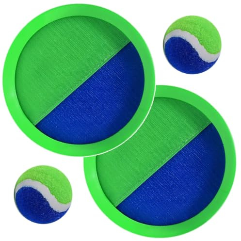AppleRound Toss and Catch Velcro Ball Set (Hook and Loop), Kids Outdoor Games, Beach Toys, Backyard Sports, Paddle Ball Games (Pack of 2 Paddles and 2 Balls)