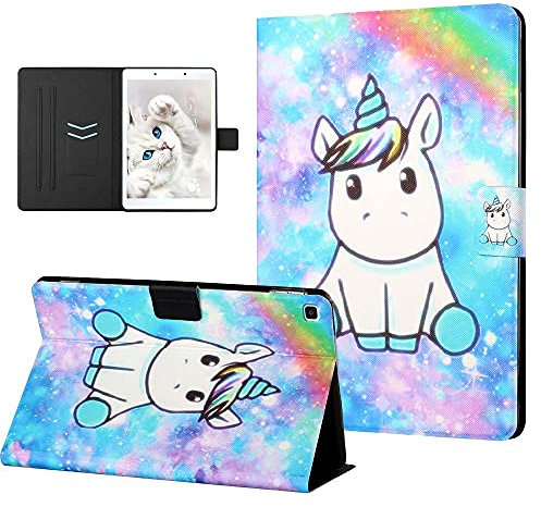 CASAFUNY Hülle für Samsung Galaxy Tab A 8.0 2019 SM-T290/T295 Multi-Winkel Betrachtung Kunstleder Schutzhülle mit Dokumentschlitze Schutzhülle für Samsung Galaxy Tab A 2019 8.0 Zoll Tablet, Einhorn