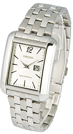 MARQUIS Damen Funkuhr, Gehäuse und Armband aus Edelstahl, deutsches Funkwerk, Armbanduhr 964.4112