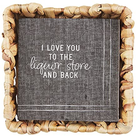 Mud Pie Cocktail-Servietten-Set, Hyazinthe, für Likör, 12 Stück, Servietten, Korb 15,2 x 4,4 cm