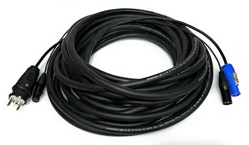 DG Systems - Cavo ibrido phono-rete per casse attive con Schuko e Powercon - Made in Italy (10 mt)