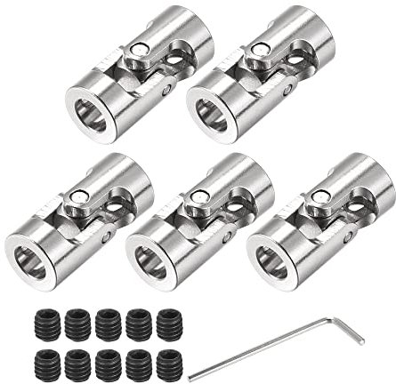 sourcing map 5 Stück Drehbare Kreuzgelenk Wellenkupplung 6mm bis 6mm Innendurchm. L23 x D11 mit Schrauben und Schraubenschlüssel für RC Modell