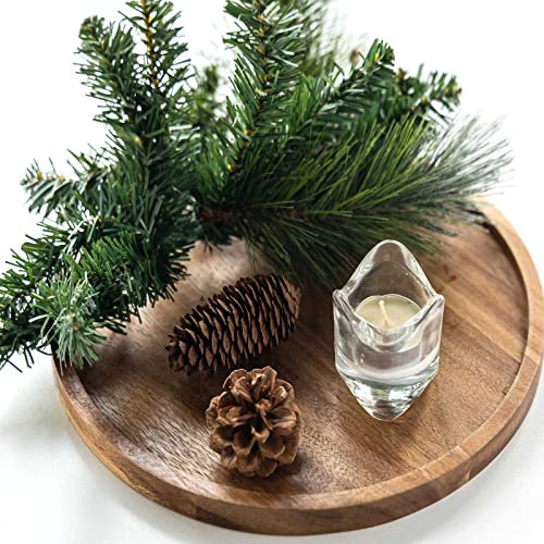 Plateau Rond en Bois de 29 cm pour décoration d'intérieur, Plateau de Service de Table Basse