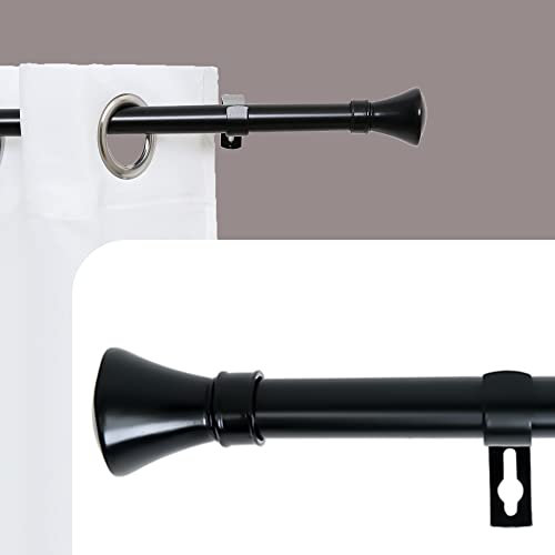 DALINA TEXTIL - Barras de Cortina Extensible 19mm - Barra Cortinas fina para Salón Dormitorio - Palos Cortinas Delgado (Negro) Rústico 120-210cm