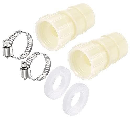 sourcing map 2 Set ABS Schlauchnippe 20mm Haken x G1/2 Adapter 16-25mm Unterlegscheibe weiß