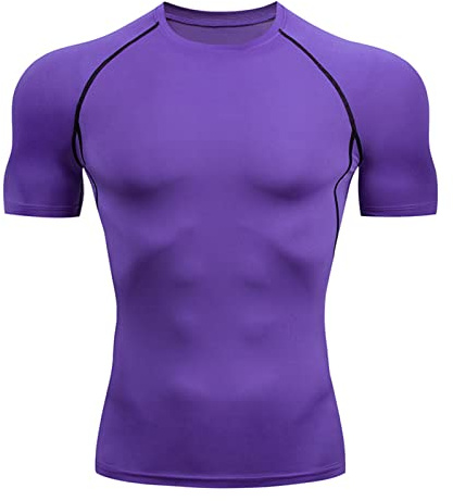 Yimutian Maglietta a Compressione da Uomo Manica Corta Maglia Sportiva Elastica Asciugatura Rapida T-Shirt per Corsa Palestra