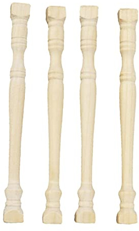 Milageto 4 traditionelle 1:12 Puppenhaus Holzpfosten Balustrade Rom Spindeln Baluster für Möbel Tisch Balkon Geländer DIY Projekte Dekoration