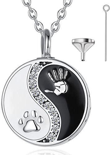 EUDORA Harmony Ball Sterling Silber 925 Asche Urnen Kette für Damen, Yin Yang Einäscherung Schmuck Memorial Urn die Asche des Hund Katze Mutter Vater, Andenken Beerdigung Medaillon Anhänger, 20 Zoll
