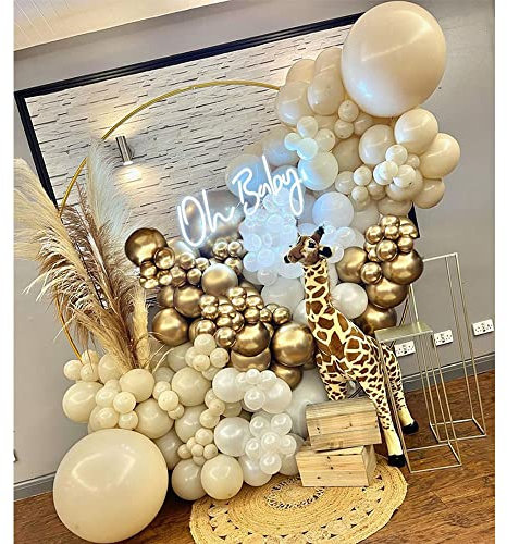 Ballon Girlande Beige,Beige Luftballon Girlande,130pcs Sand Weiß Gold Ballongirlande Boho Ballons Deko für Hochzeit Geburtstag Geschlecht Reveal Jahrestag Baby Dusche Engagement Party Dekoration