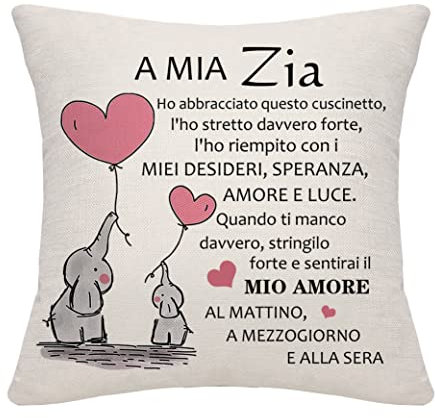 Bommex Cuscino Zia per Nipote - Regalo di Compleanno, Giorno del Ringraziamento, Natale e Festa della Mamma (A Mia Zia)