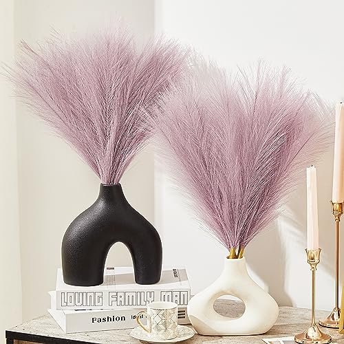 Serwalin 6 Stück Lila Pampasgras Stiele 45cm Künstliches Pampasgras Wohnzimmer Dekoration für Tisch Mittelstücke Hochzeit Blumenstrauß, Kleine Pflanze Schwinger Blumen für Boho Home Decor